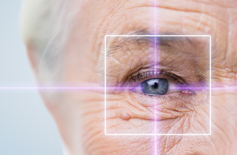Elderly Woman's Eye Pierced by Laser Shining Light